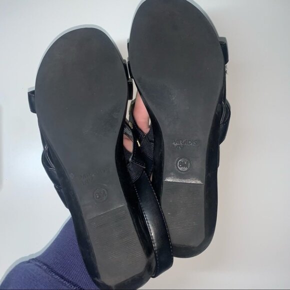 Paradise Bay Sandals Women’s Size 8 US “Bling” Black Jewels Gold Strappy Vegan - Picture 10 of 11